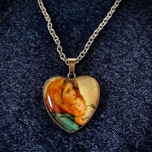 MOTHER MARY heart | Our Lady of The Avenues | Holy Picture Necklace | Nativity